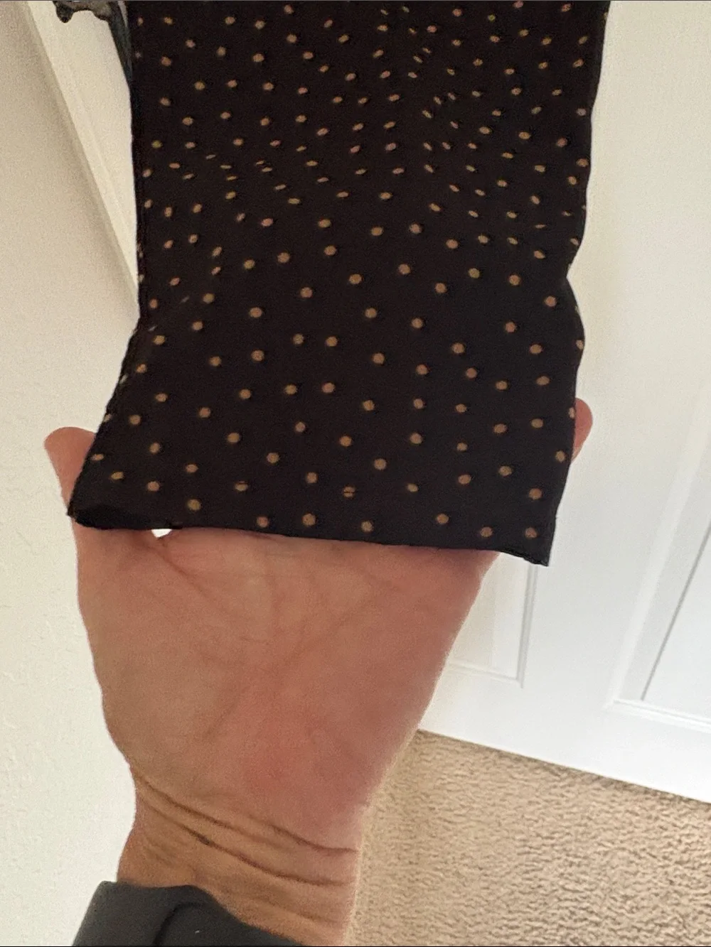Forever 21 Black Silky Dress Pants with Tan Polka Dots - Picture 5 of 7